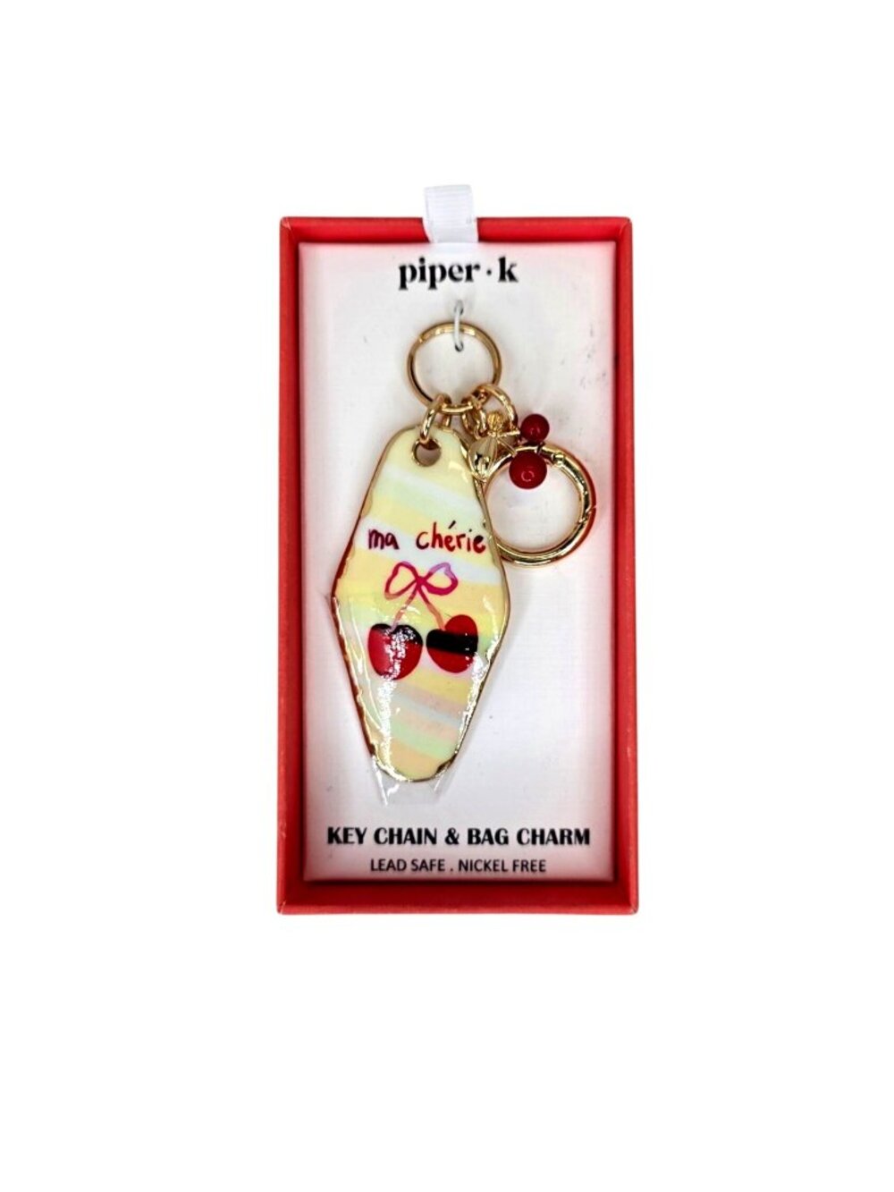 Piper-K Keychain & Bag Charm Ma Cherie Cherry Design Nickel-Free Lead-Safe Gift